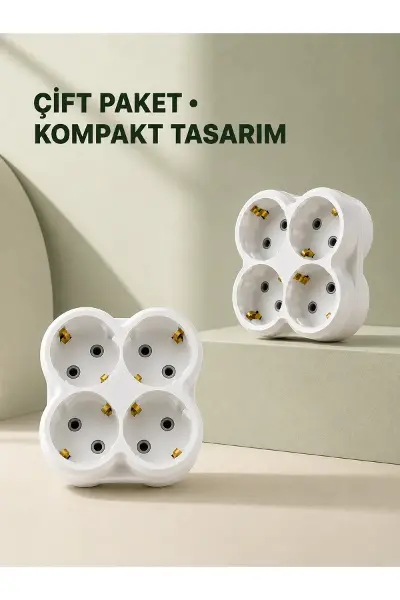4’lü Priz Çoğaltıcı 2 Adet Set Kablosuz Duvar Tipi Priz Çoklayıcı Adaptör