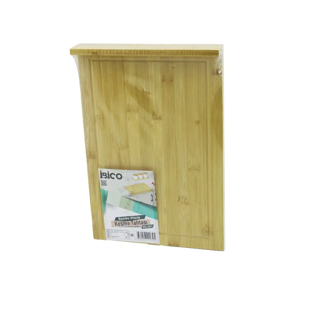 25X35CM Ahşap Bambu Kesim Panosu - Kesme Tahtası Tezgah Üstü Klı - Kenar Destekli