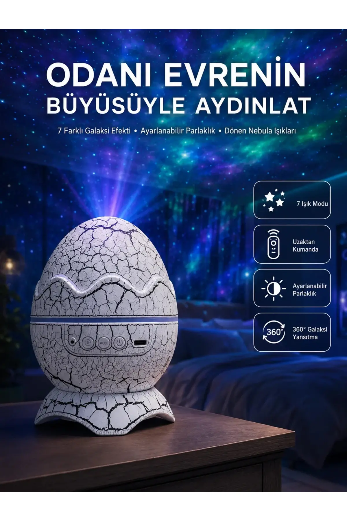 Gece Lambası Yumurta Işık Speaker Yeni Nesil Dinozor Yumurtası Görünümlü