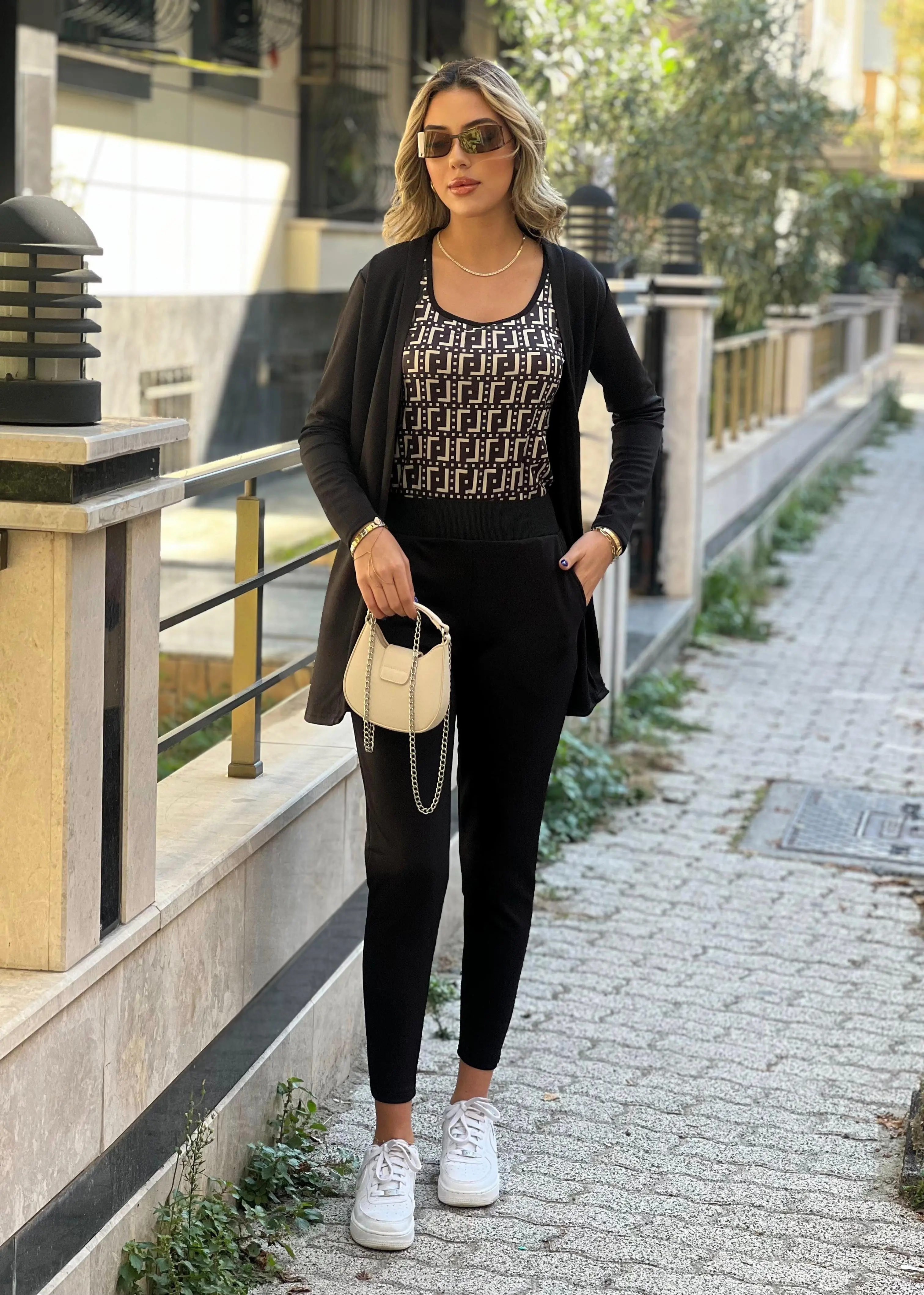 Kadın Uzun Kollu Krep üçlü Takım-1 Kadın Uzun Kollu Krep üçlü Takım-1