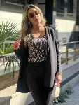 Kadın Uzun Kollu Krep üçlü Takım-6