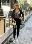 Kadın Uzun Kollu Krep üçlü Takım-7