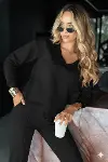 Kadın Uzun Kollu V Yakalı Viskon Iki Iplik Bluz Ve Pantolon Ikili Takım-3
