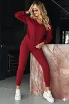 Kadın Uzun Kollu V Yakalı Viskon Iki Iplik Bluz Ve Pantolon Ikili Takım-1
