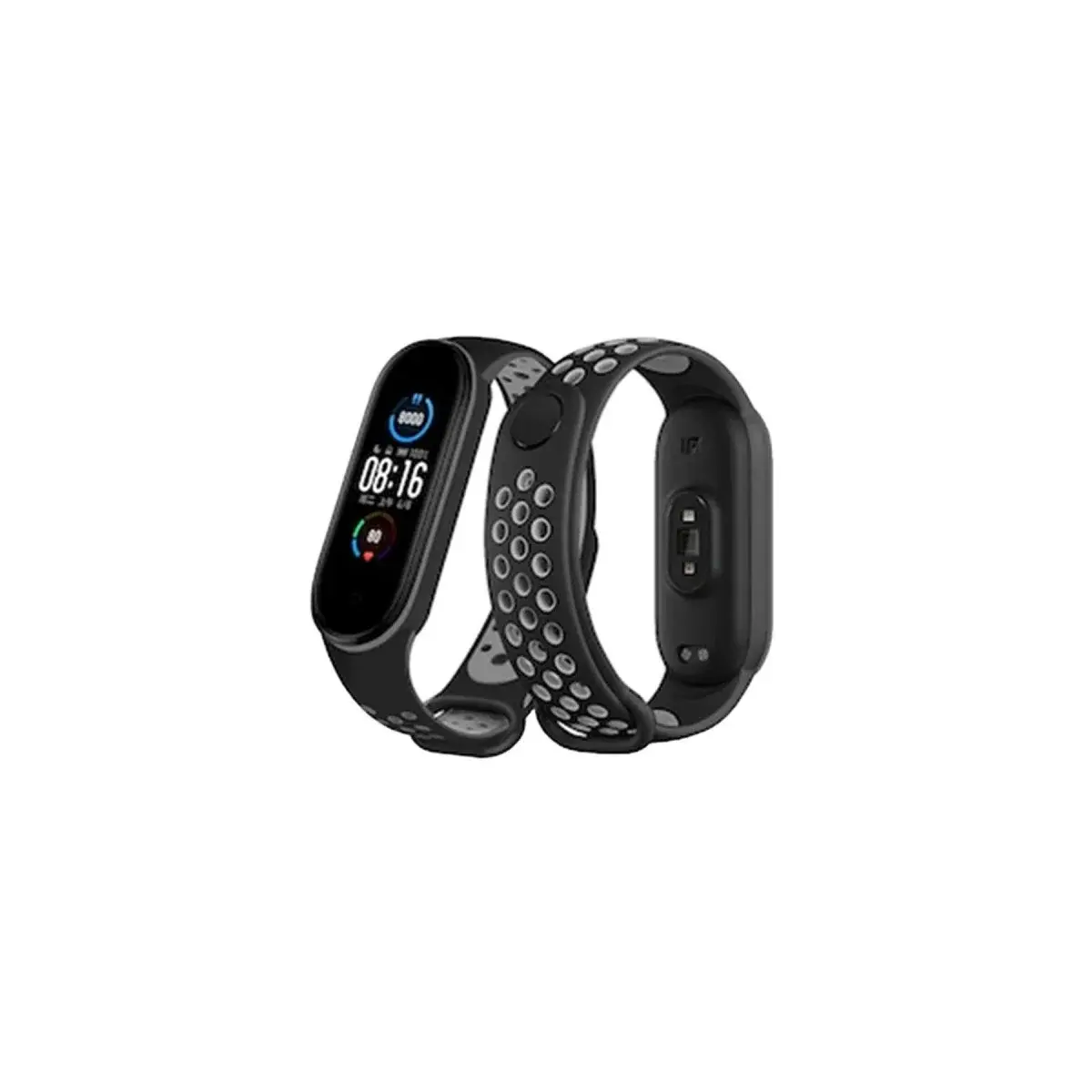 Xiao Band 7 Spor Delikli Kordon - Siyah-gri