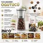 Hand Grınder Küçük Cam Hazneli - Krom Kaplama Pls.kapaklı Tuz - Baharat Öğütücü İ22-411-2