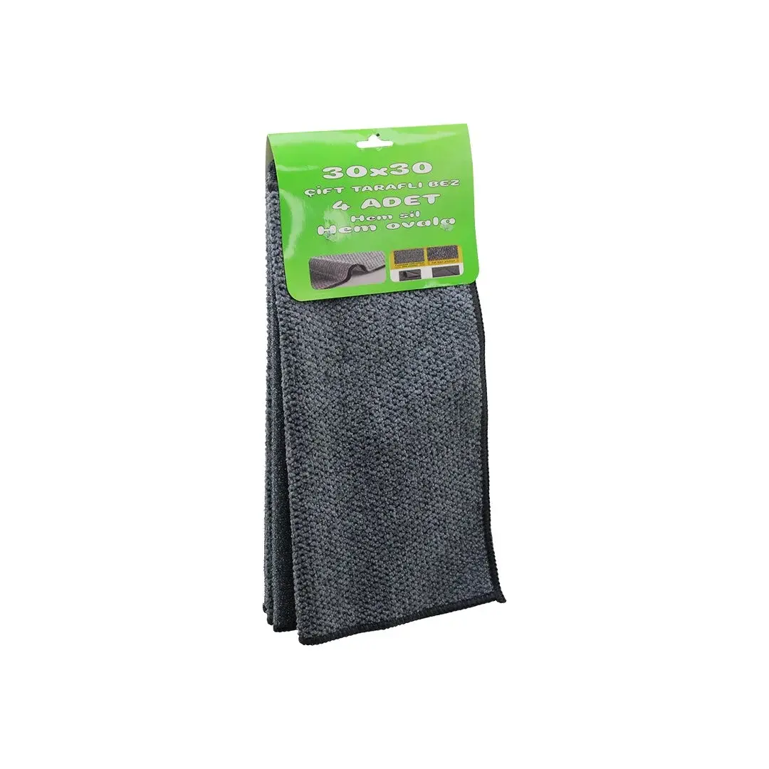 4PCS 30X30CM Çift Taraflı=krofiber - Tel Bez Zor Kir Bezi Hem Sil - Hem Ovala