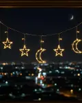 Büyük Ay Yıldız LED Ramazan Süsü Sıcak Beyaz Dekoratif Işık-1