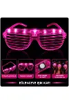 LED Işıklı Panjur Parti Gözlüğü Pembe Renk Shutter Gözlük-2