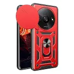 Xiao Red A3 4G Kılıf Pars Lens Yüzüklü Silikon - Kırmızı-3