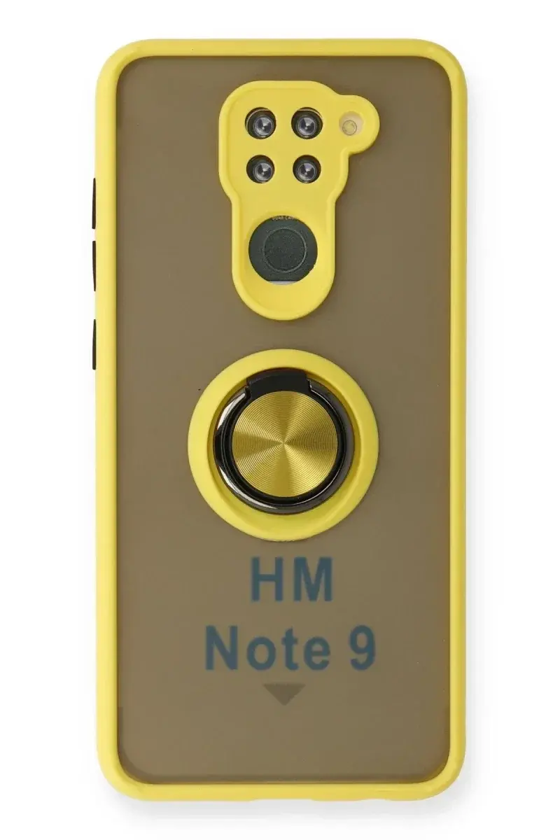 Xiao Red Note 9 Kılıf Montreal Yüzüklü Silikon Kapak - Sarı