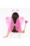 Pembe Kelebek Kız Seti – 50 Cm Kelebek Kanadı, Taç Ve Asa-1