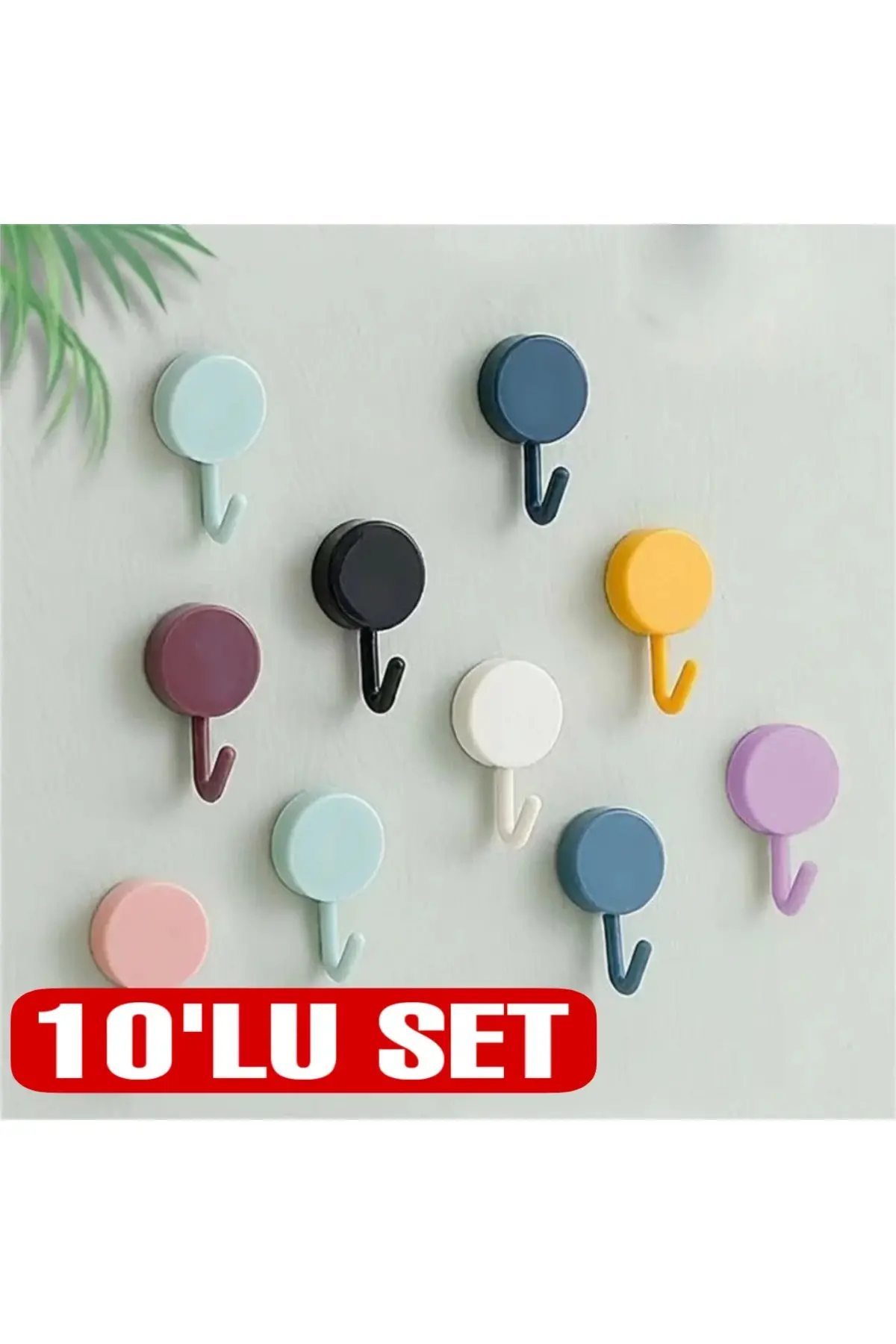 Kendinden Yapışkanlı Renkli Duvar Askısı (10lu Set)