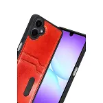 Samsung Galaxy A07 4g Sara Kartvizitli Deri Kılıf - Kırmızı-2