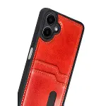 Samsung Galaxy A07 4g Sara Kartvizitli Deri Kılıf - Kırmızı-3