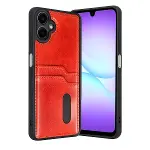 Samsung Galaxy A07 4g Sara Kartvizitli Deri Kılıf - Kırmızı-1