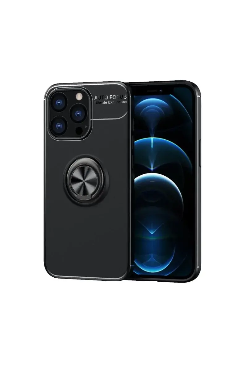 Apple iPhone 13 Pro Kılıf Range Yüzüklü Silikon - Siyah