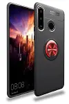 Huawei Y6P Kılıf Range Yüzüklü Silikon - Siyah-Kırmızı-1