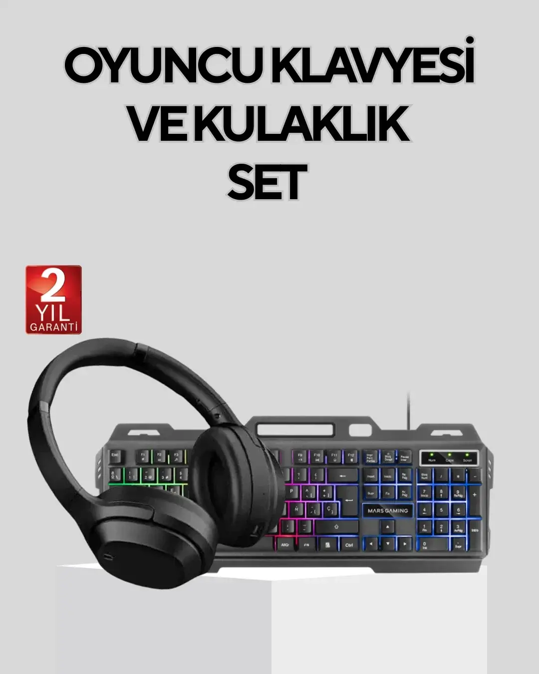 Gang Set Işıklı Klavye Mouse + Bluetooth 5.2 Kulaklık Oyuncu Paketi