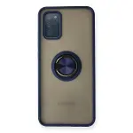 Samsung Galaxy A02s Kılıf Montreal Yüzüklü Silikon Kapak - Lacivert-1