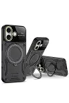 Apple iPhone 16 Kılıf Joy Lens Standlı Kapak - Koyu Yeşil-2