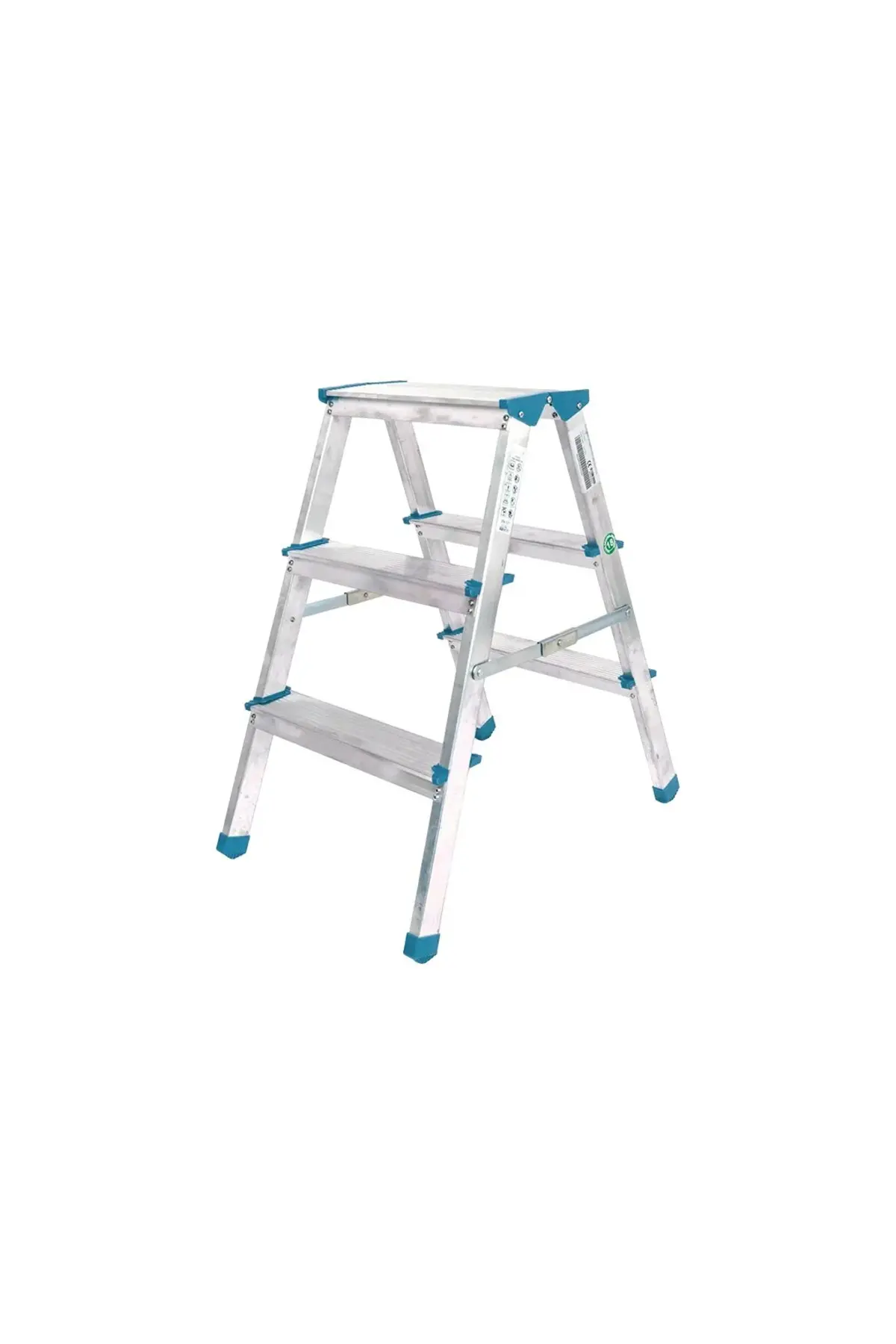 3+3 Çift Basamaklı Alüminyum Metal Merdiven Yükseklik = 69CM Baş Genişlik = 8CM