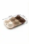 Kahve Rengi 6’lı Silikon Kek Ve Çikolata Kalıbı & Muffin Kabı Pişirme Gereci 16x25 cm-3