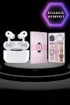 3 Kordonlu Pembe Amoled Ekran Akıllı Saat ve Yeni Nesil Pro Kablosuz Bluetooth Kulaklık ANC/ENC-3