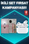 3 Kordonlu Pembe Amoled Ekran Akıllı Saat ve Yeni Nesil Pro Kablosuz Bluetooth Kulaklık ANC/ENC-1