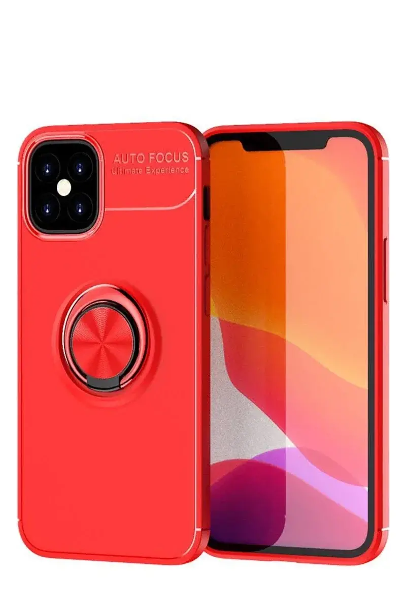 Apple iPhone 12 Mini Kılıf Range Yüzüklü Silikon - Kırmızı