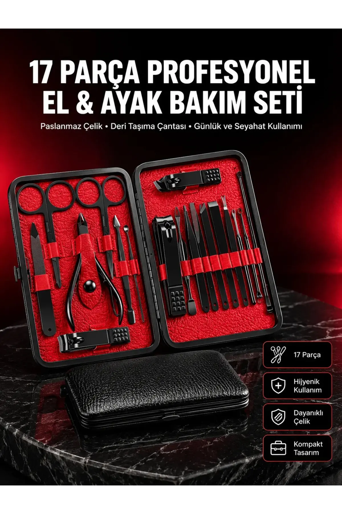 Kompakt ve Şık Tasarımlı 17 Parça Bakım Seti Yeni Nesil