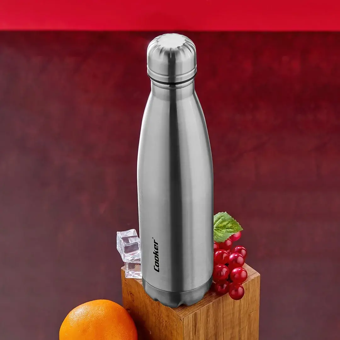 500ML Krom Şişe Termos Paslanmaz Çelik - Kaydırmaz Tpr Taban