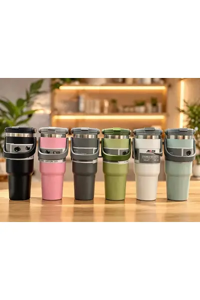 700 Ml Taşıma Kulplu Paslanmaz Çelik Termos Mug - Vakumlu Isı Yalıtımlı Bardak Alk4628