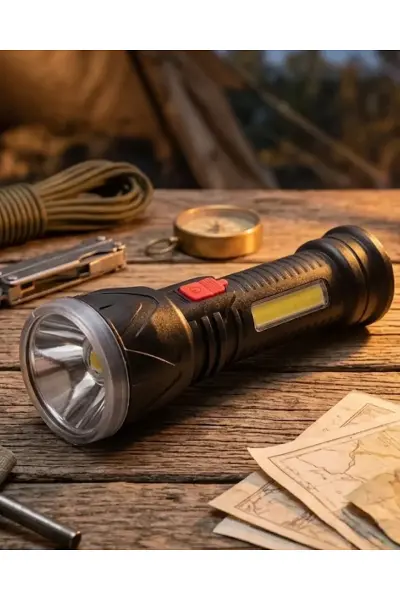 Şarjlı LED El Feneri 9 LED Güçlü Işık ve 4 Modlu Kullanım