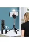 Kendiliğinden LED Işıklı Kumandalı Uzayabilen Selfie Çubuğu,Masa Üstü Tripod-3
