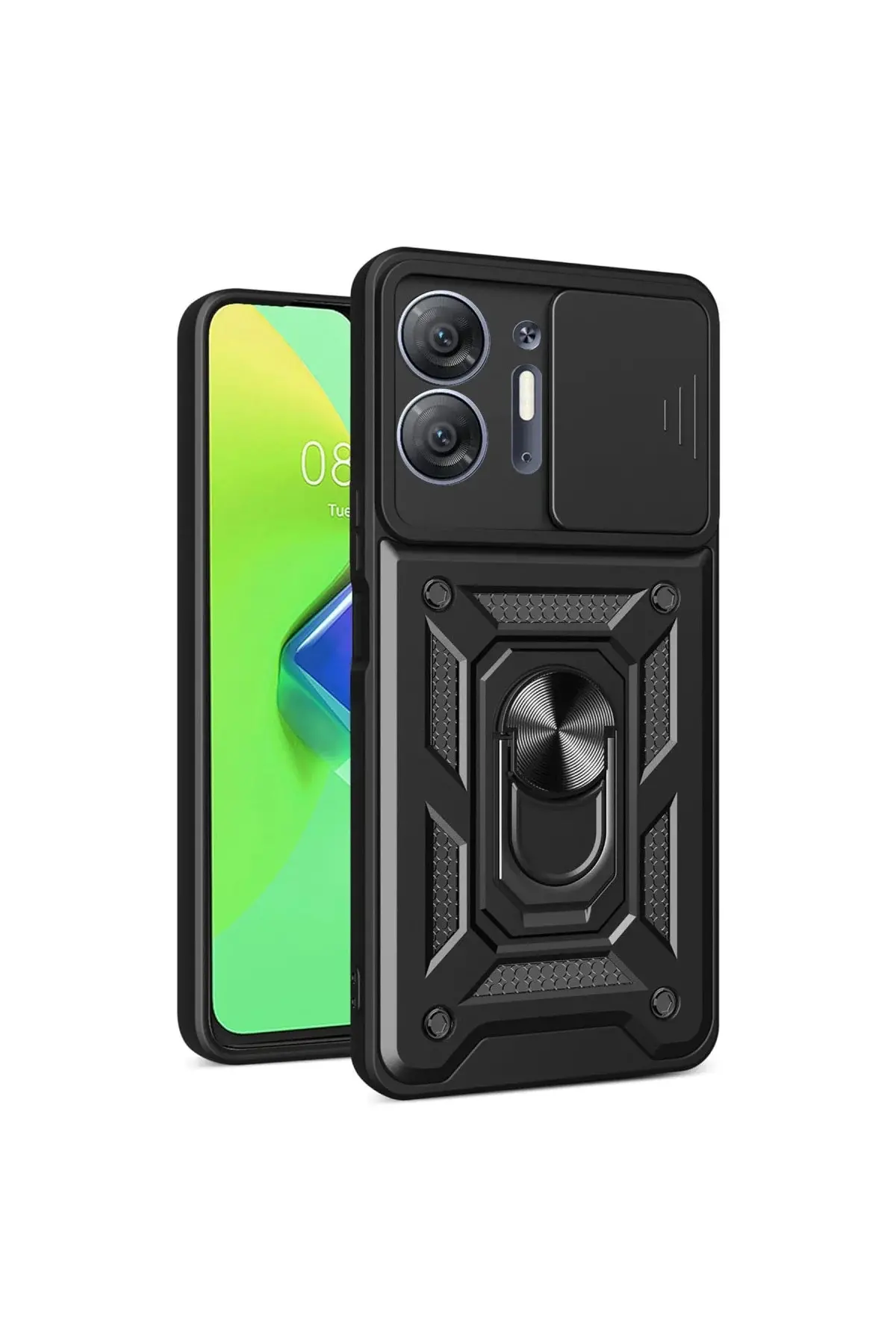 İnfinix Hot 30 5g Kılıf Pars Lens Yüzüklü Silikon - Siyah