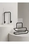 2’li Yapışkanlı Banyo Düzenleme Seti Rulo Kağıt Tutucu ve Havlu Askılığı-4