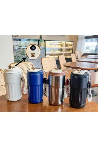 Askılı Ve Derece Göstergeli Vakumlu Mug - 500 Ml Modern Kahve Termosu Alk3136