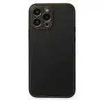 Apple İphone 14 Pro Kılıf Coco Deri Silikon Kapak - Siyah-1