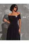 Kadın Trend Model Krep Straplez Abiye Elbise-3