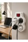 Kompakt 4’lü Priz Çoklayıcı Kablosuz Anahtarlı Ev Ofis Priz Çoğaltma Adaptörü-2