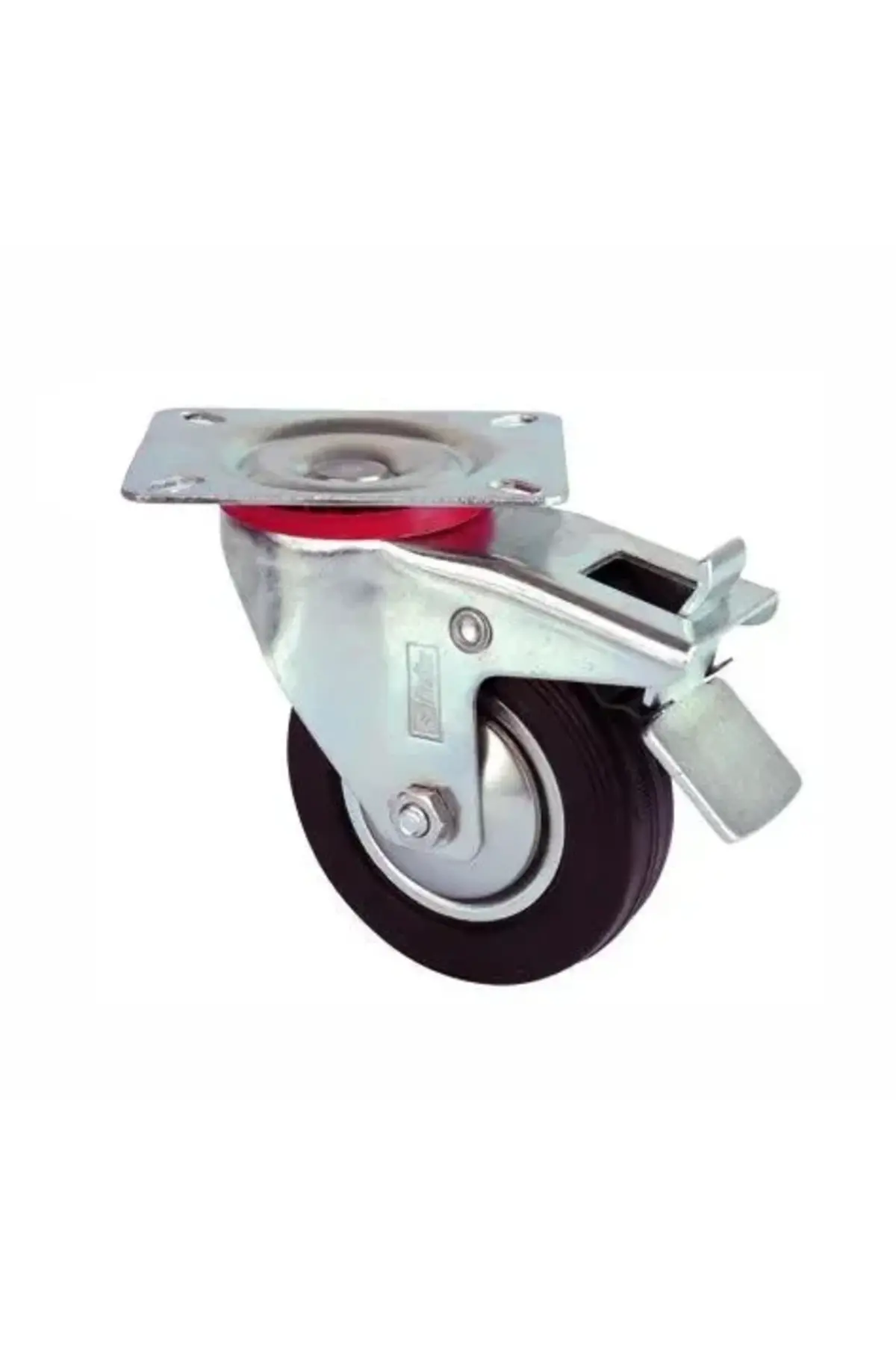 Servis Tekeri - Tablalı Frenli Siyah Döner - Çap 80 Mm