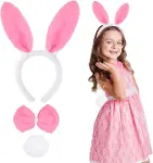 Pembe Tavşan Kostüm Seti – Taç, Papyon, Ponpon (12’li Paket)-2