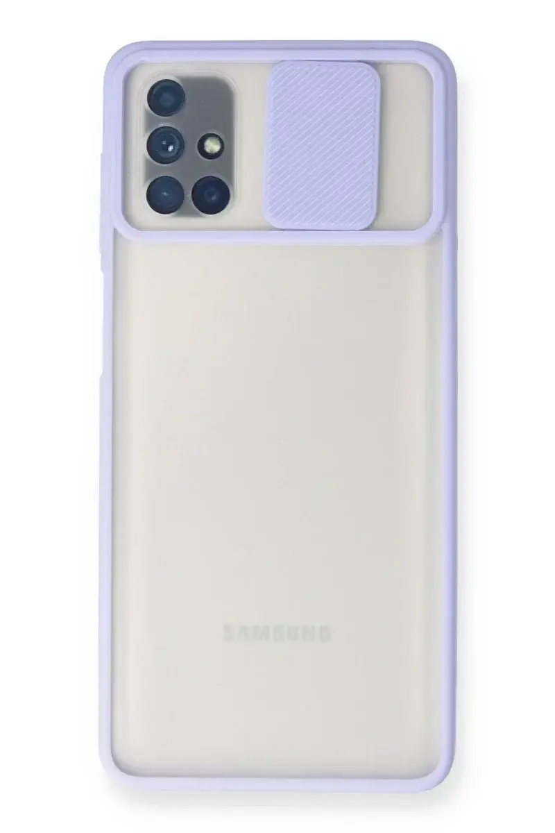 Samsung Galaxy M51 Kılıf Palm Buzlu Kamera Sürgülü Silikon - Lila