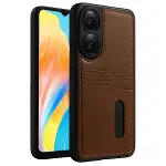 Oppo A38 Sara Kartvizitli Deri Kılıf - Taba-1
