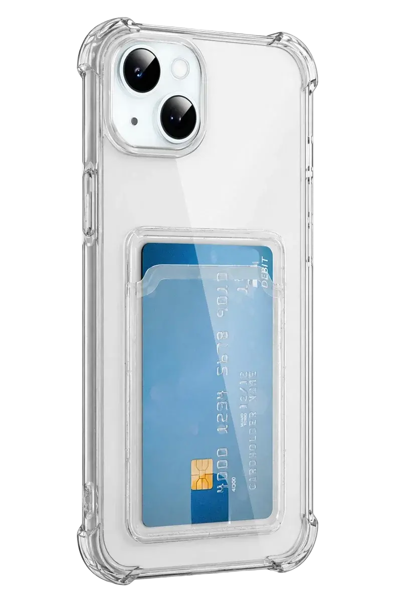 Apple iPhone 15 Kılıf Kart Şeffaf Silikon - Şeffaf