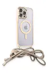 Apple iPhone 12 Pro Kılıf Divo Lazer Askılı Magsafe Kapak - Gold-2