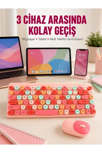 Bluetooth Klavye ve Mouse Kombinasyonu – USB Alıcılı, Kompakt, Uzun Ömürlü Yeni Nesil