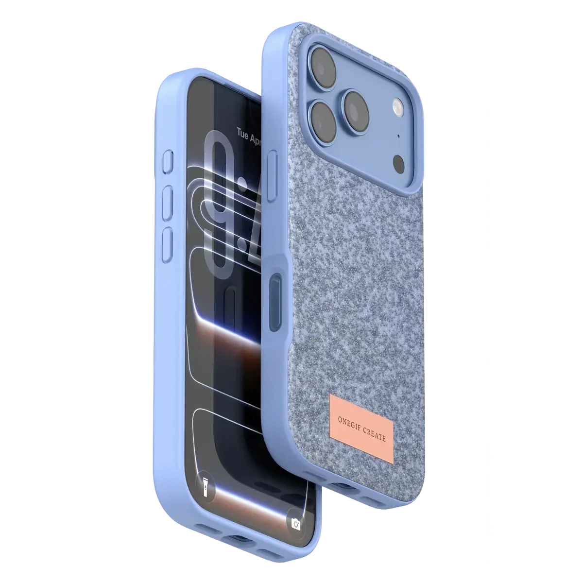 Onegif İphone 18 Pro Max Bright Simli Kapak - Mavi