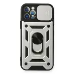 Apple İphone 12 Pro Kılıf Pars Lens Yüzüklü Silikon - Gümüş-1